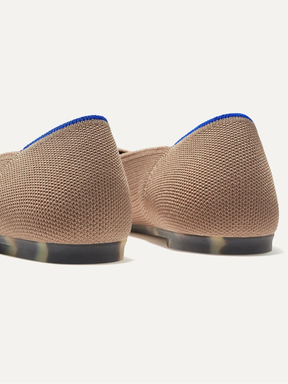 Rothy's Pointed Toe Flats in Taupe with Blue Accent 7.5 - Picture 4 of 9